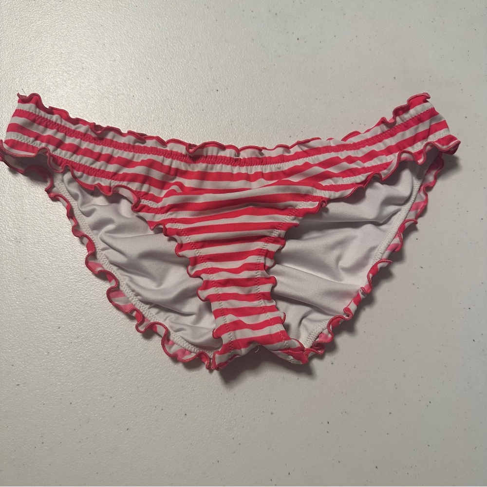 Victoria's Secret Pink and White Striped Bikini Bottoms